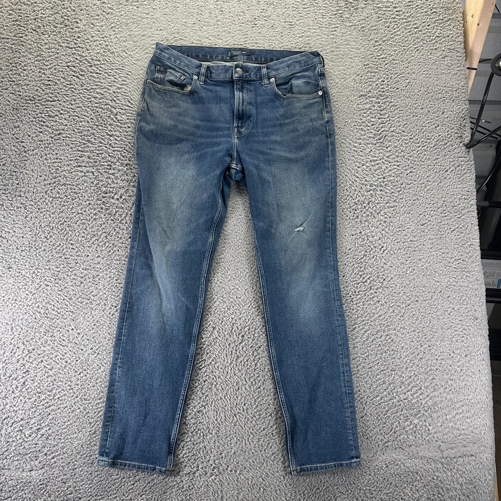 Everlane Jeans Men's 34x30 Blue Cotton Denim Tapered Leg Slim Fit Faded Stretch